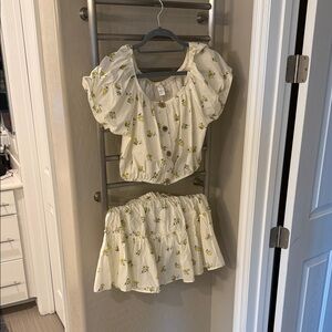 Eberjey Cream Floral Mini Skirt Set